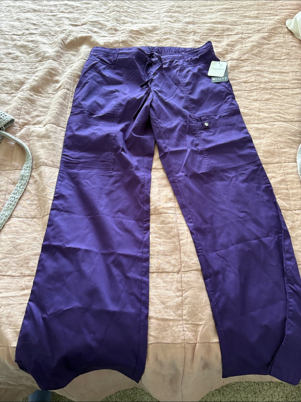 Cherokee LUXE Purple Scrub Pants medium NWT